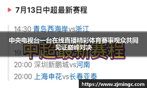 中央电视台一台在线直播精彩体育赛事观众共同见证巅峰对决